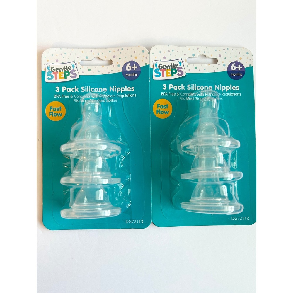 Gentle Steps 3 Pack Silicone Nipples Fast Flow 6+ Months 2 Packs